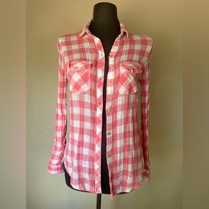 Abercrombie and Fitch Pink and White Flannel Small